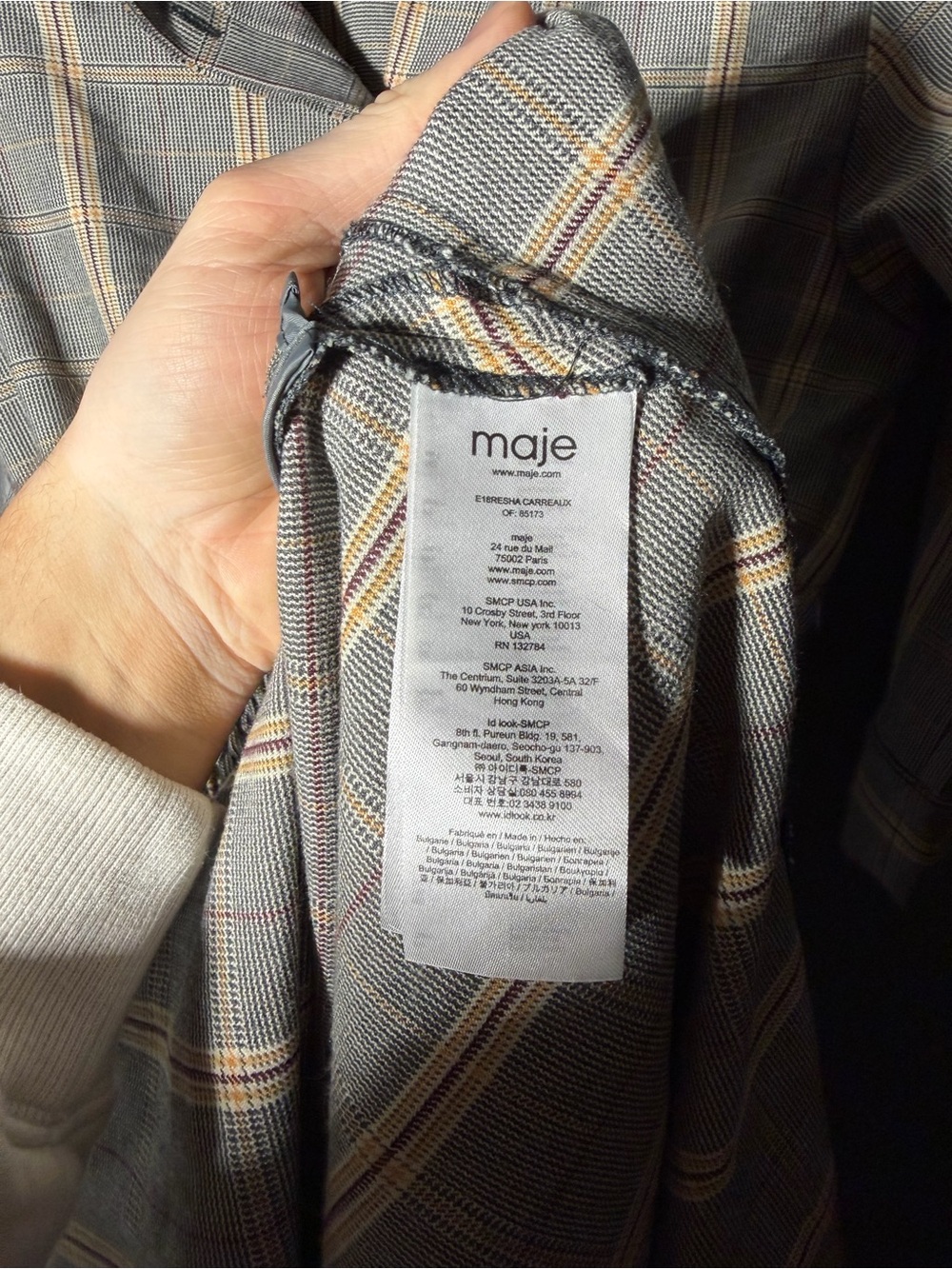 Maje Resha Woven Plaid Shirt Dress Size Small - Picture 4 of 5